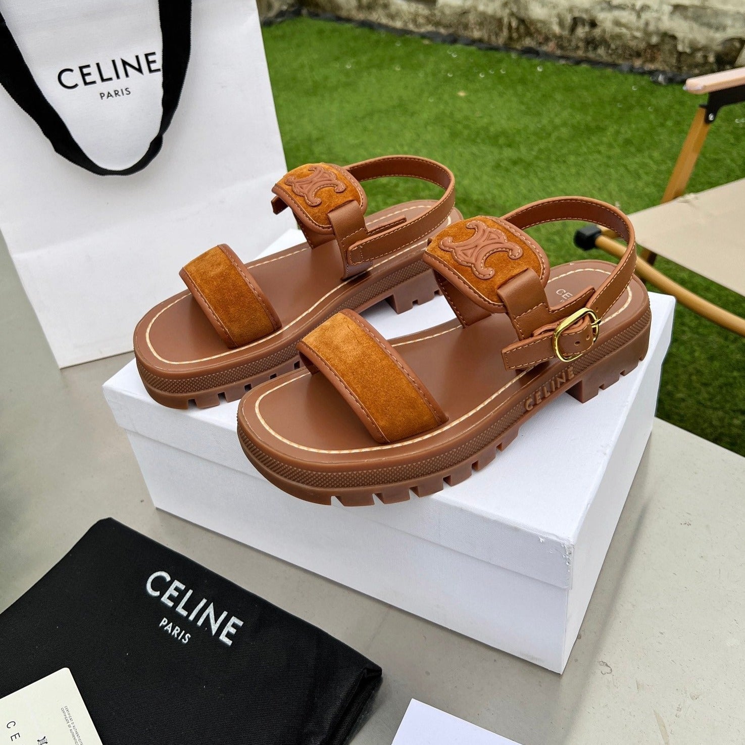 SANDALS FLAT SHOES GINGERBREAD BROWN
