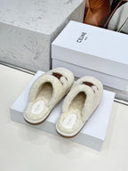 CELINE 25S GEORGIA SLIDE IN SHEARLING IN IVORY