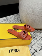 FF Baguette Rust Leather Slide