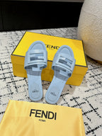 FF Baguette Baby Blue Leather Slide