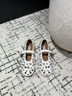 ALAIA PEARL MARY JANE SHOES IN WHITE LAMBSKIN