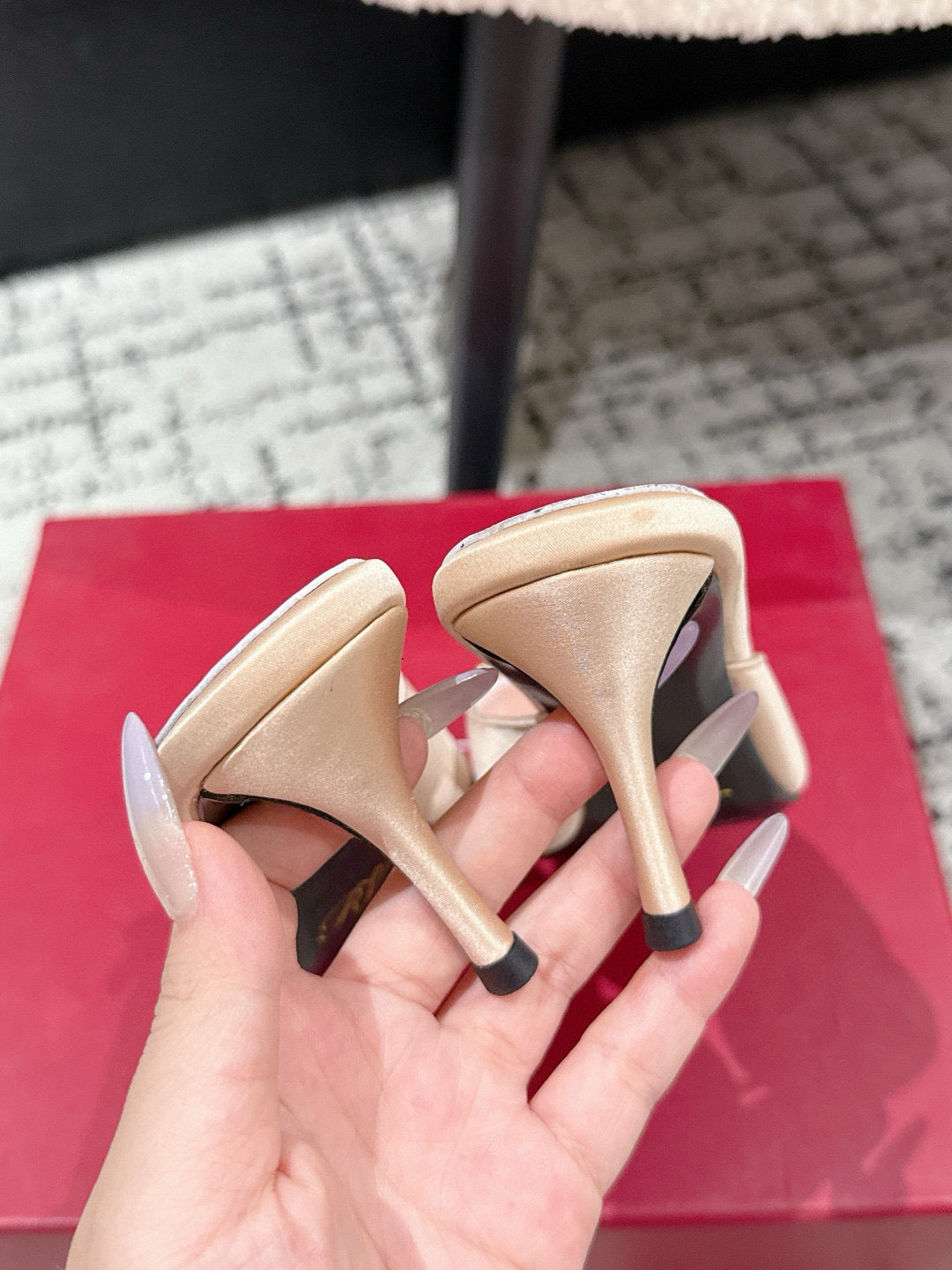 ROGER VIVIER 25S EFFLORESCENCE MULES 65MM IN GOLD SATIN EMBELLISHED CRYSTALS
