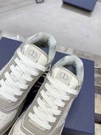 DIOR 25S B27 UPTOWN LOW-TOP SNEAKERS IN GREY MIX CREAM WHITE CALFSKIN STYLE 4