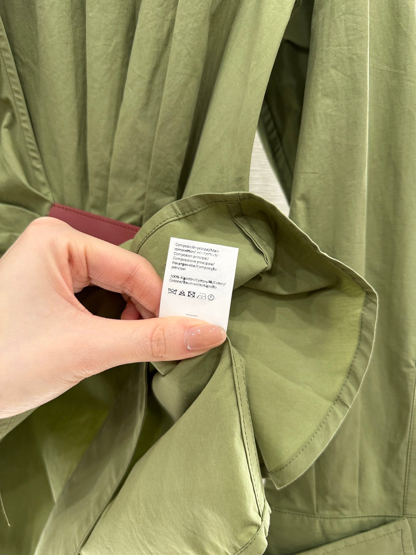 LOEWE GREEN LONG SLEEVE SHIRT WITH PLEATED WAIST