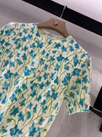 LOEW 25S SHORT SLEEVE SWEATER KNIT FLORAL 264994