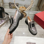 VIV' RANGERS LOAFERS IN SILVER ACCENTS TWEED EMBELLISHED BUCKLE
