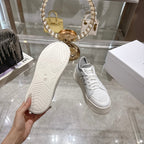 CD STAR SNEAKER 4CM IN WHITE MESH FABRIC BLACK STRIPE COLLAR DETAIL