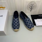 NEW FLAT FISHERMAN SHOES NAVY BLUE COTTON CANVAS