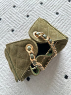 CHANEL 25S HOBO BAG 30 IN MOSS GREEN SUEDE WITH GOLD HARDWARE