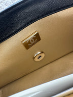 CHANEL 25S CLASSIC FLAP BAG MINI 20 IN BLACK LAMBSKIN WITH GOLD HARDWARE