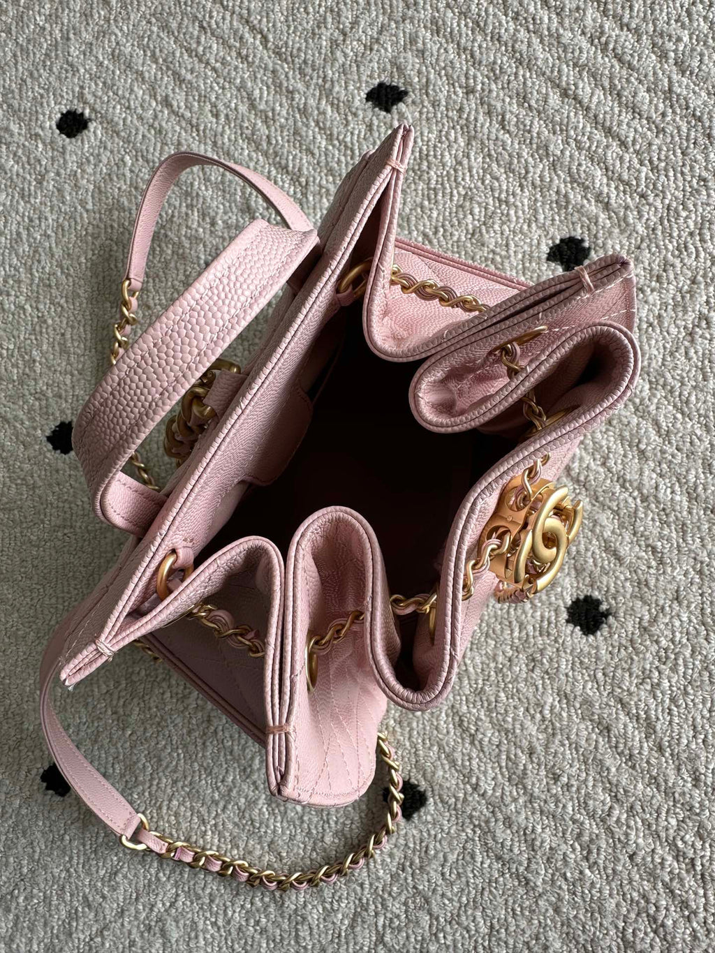 Chanel 2025 Backpack 23cm Pink Grained Calfskin 318275