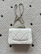 CHANEL 25S MINI FLAP BAG 19 IN WHITE CAVIAR LEATHER