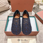 FLAT SHOES 25 IN DARK BLUE MESH FABRIC