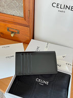 TRIOMPHE 10 Flap Wallet Card Holder 13cm Black Shiny Cafskin