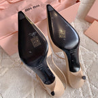 Slingback Ivory Color Leather With Stylized Cross Straps - Mid heels