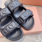 Black Stylized Slippers Sheepskin