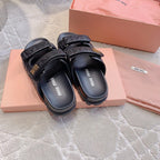 Black Stylized Slippers Sheepskin