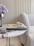 PLATFORM SLIPPERS IN WHITE WOOL AND LAMBSKIN