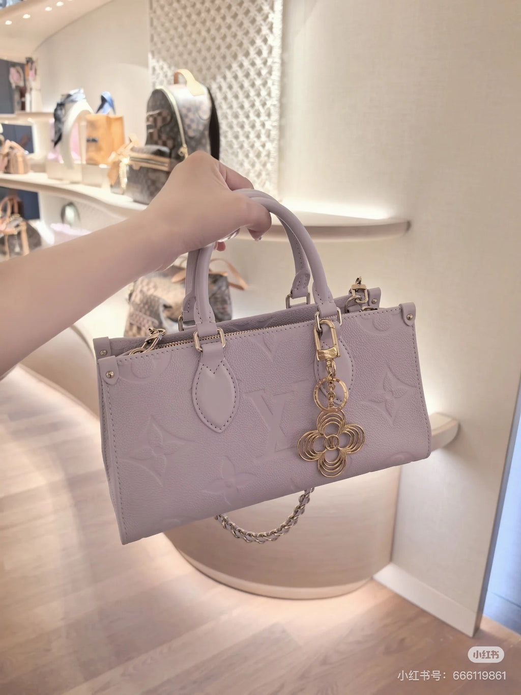 LV OnTheGo East West 25cm Pink Embossed Cowhide GHW