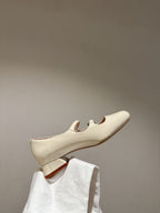 MINI TRES VIVIER STRASS BUCKLE BABIES BALLERINAS IN OFF WHITE PATENT CALFSKIN