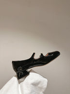 MINI TRES VIVIER STRASS BUCKLE BABIES BALLERINAS IN BLACK PATENT CALFSKIN