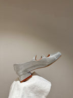 MINI TRES VIVIER STRASS BUCKLE BABIES BALLERINAS IN SILVER CALFSKIN FULLY EMBELLISHED CRYSTALS