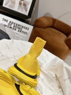 BALENCIAGA 25S SPEED TRAINER SNEAKERS 55 MM IN YELLOW AND BLACK KNIT