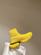 BALENCIAGA 25S SPEED TRAINER SNEAKERS 55 MM IN YELLOW AND BLACK KNIT