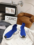 BALENCIAGA 25S SPEED TRAINER SNEAKERS 55 MM IN BLUE KNIT