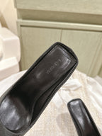 POINTED HIGH MULES IN BLACK MONOGRAM JACQUARD FABRIC