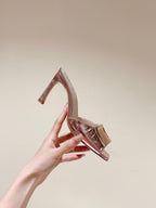 TRUMPET METALLIC MULES IN PINK PATENT CALFSKIN