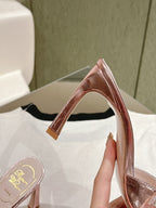 TRUMPET METALLIC MULES IN PINK PATENT CALFSKIN