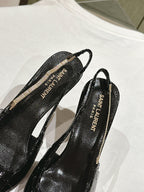 BLAKE SLINGBACK PUMPS 80 IN BLACK CROCODILE-EMBOSSED LEATHER