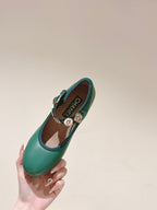 CC HIGH MARY JANE SEA GREEN LAMBSKIN