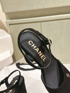 CC HIGH SANDAL BLACK SUEDE CALFSKIN