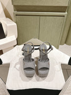 CC HIGH SANDAL GREY SUEDE CALFSKIN