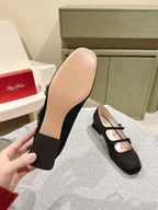 TRÈS VIVIER MARY JANE DOUBLE-STRAP IN BLACK SILK
