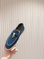 LP LOAFERS 25S IN STEEL BLUE SUEDE WITH SILVER HARDWARE