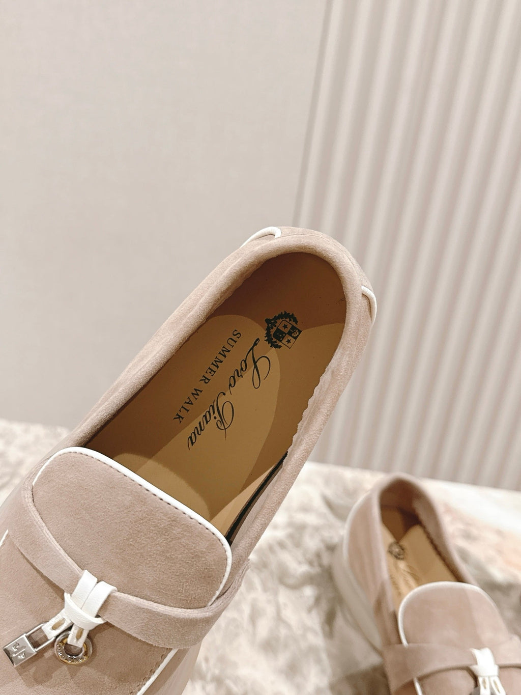 LP LOAFERS 25S IN DARK BEIGE SUEDE WITH SILVER HARDWARE