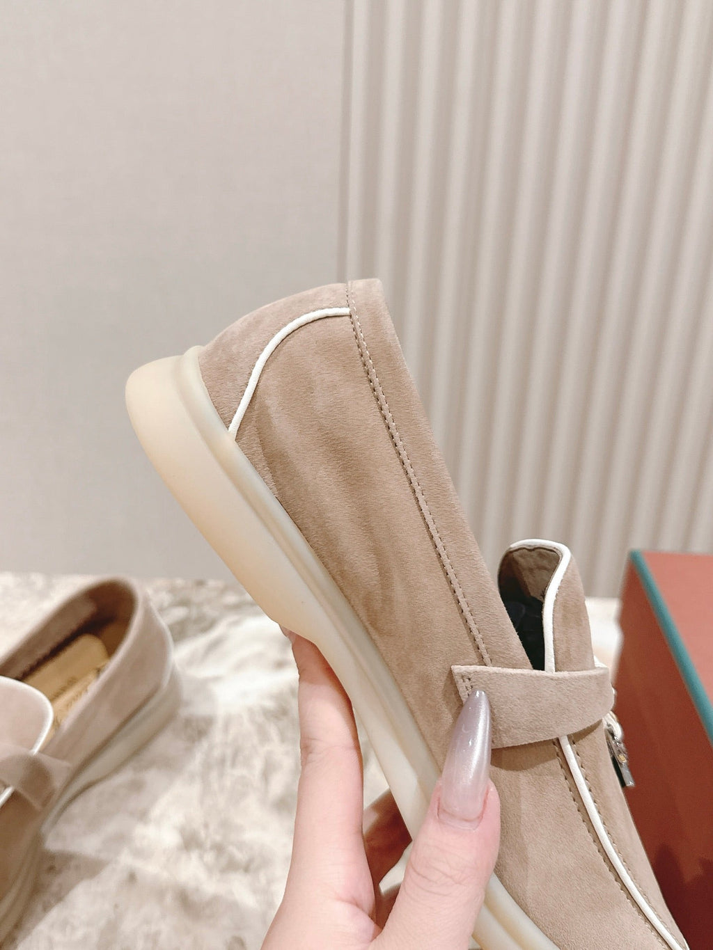 LP LOAFERS 25S IN DARK BEIGE SUEDE WITH SILVER HARDWARE