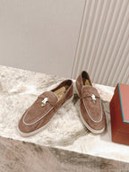 LP LOAFERS 25S IN LIGHT BROWN SUEDE WITH SILVER HARDWARE