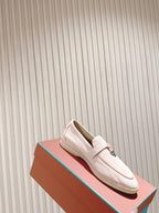 LP LOAFERS 25S IN SOFT BEIGE SUEDE WITH SILVER HARDWARE