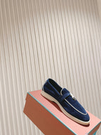 LP LOAFERS 25S IN MIDNIGHT BLUE SUEDE WITH SILVER HARDWARE