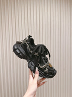 BALENCIAGA 25S 3XL SNEAKERS CHAIN-PADLOCK IN BLACK MESH FABRIC AND PU