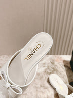 CC FLAT MULES 25S IN WHITE PATENT LEATHER