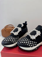 VIV' RUN SNEAKERS IN BLACK AND WHITE TECHNICAL FABRICS TRASS BUCKLE