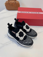 VIV' RUN SNEAKERS IN BLACK AND WHITE TECHNICAL FABRICS TRASS BUCKLE