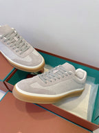 SNEAKERS IN METAL GREY SUEDE WITH CANVAS