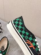 VALENTINO 25S GARAVANI X VANS SNEAKERS IN GREEN MIX BLACK CANVAS