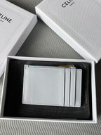 TRIOMPHE Zipped Card Holder Glacier Cowhide Leather